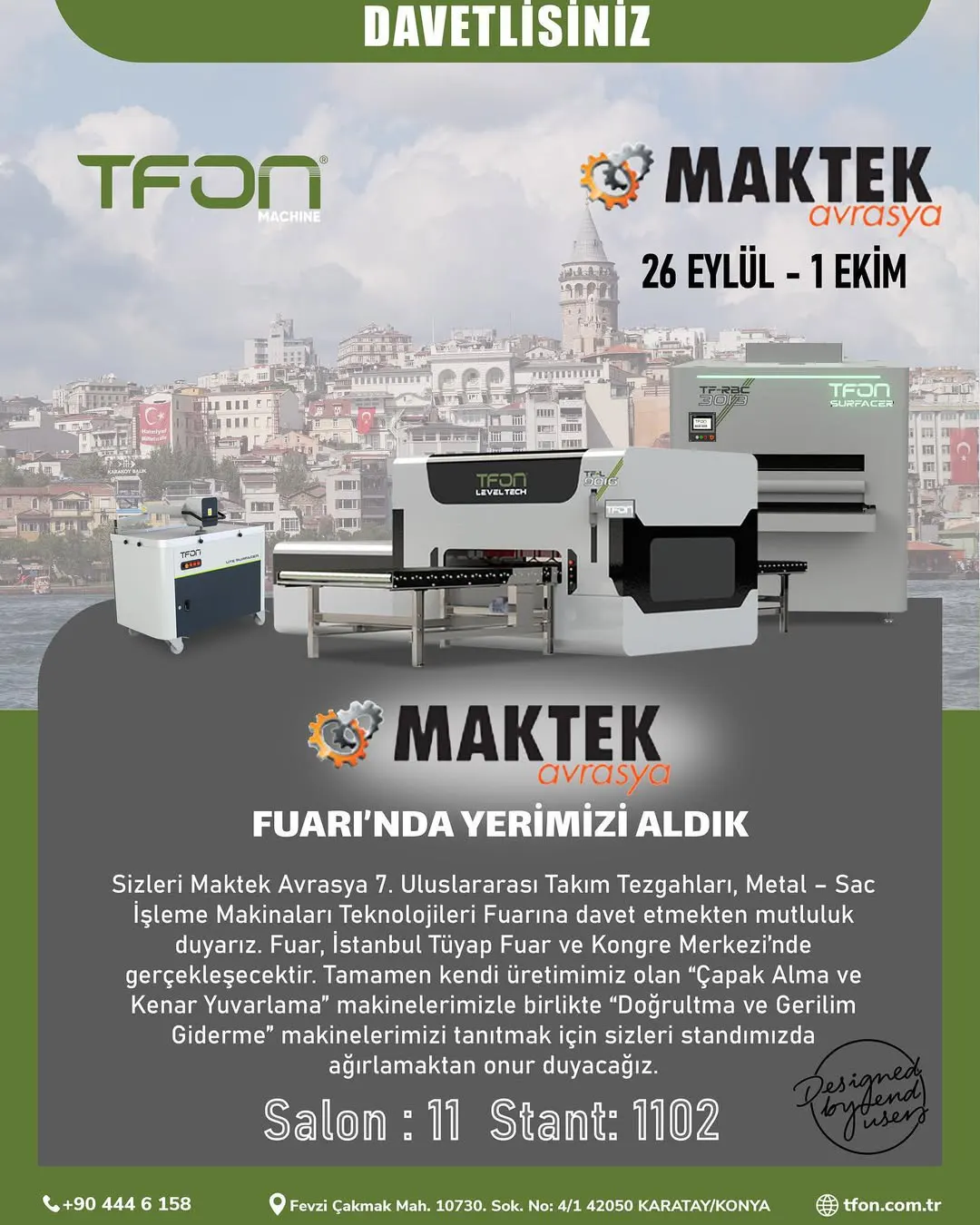 TFON auf der MAKTEK Eurasia Messe — 26 Sep – 1 Oct 2026, Messedaten